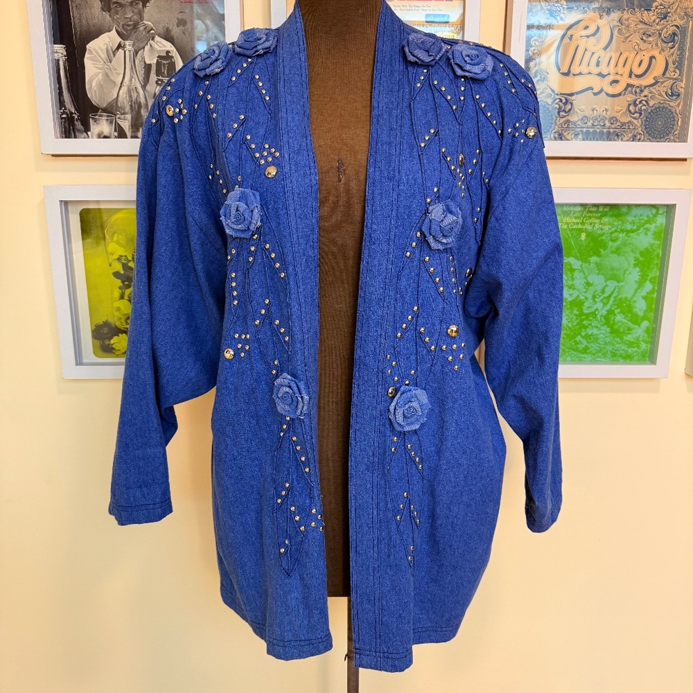 💙 Vintage 90s Studded Denim Jacket 💙